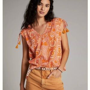 Anthropologie Terra Shirred Blouse size XS